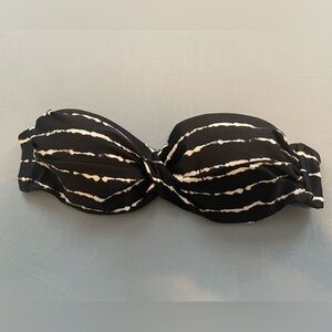 Black and White Strapless Bikini Top